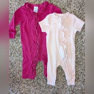 Cloud Island Pink and Cream Ruffled Footies